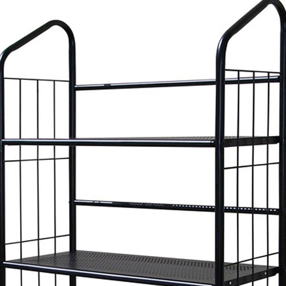 64" Black Metal Five Tier Bookcase