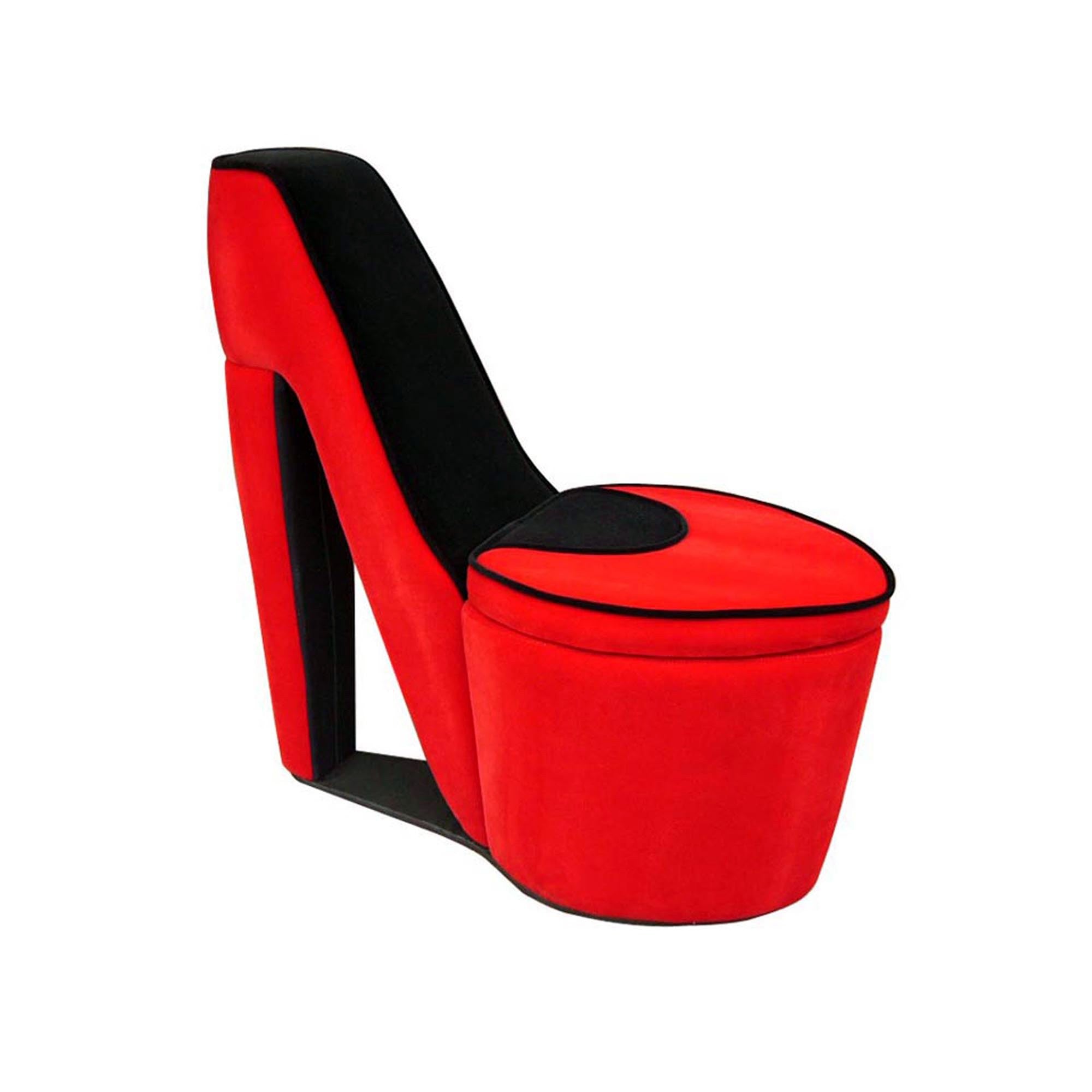32" Red Faux Suede Side Chair