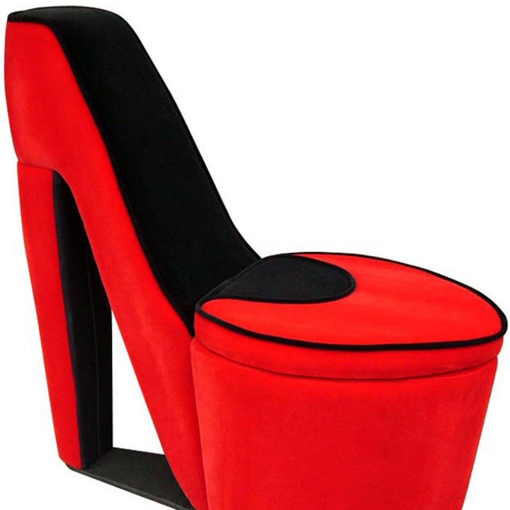 32" Red Faux Suede Side Chair