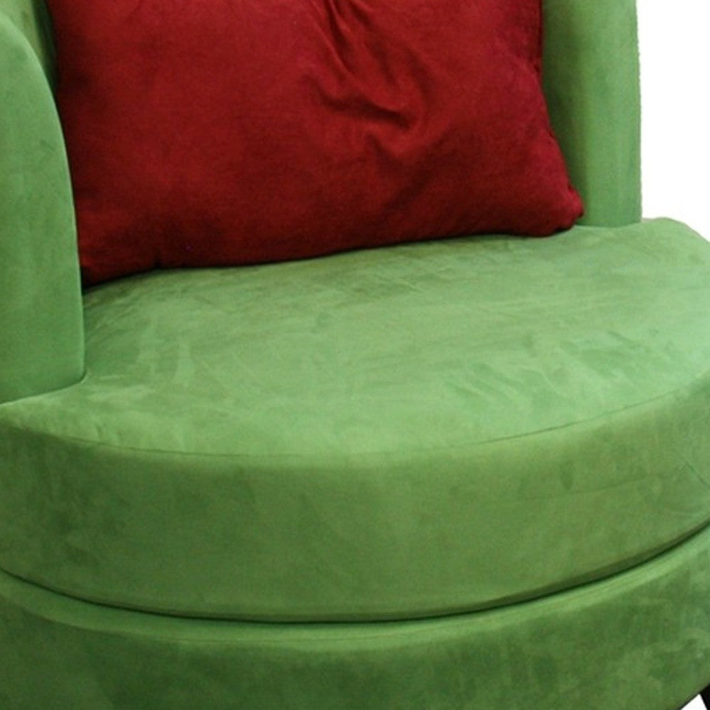 31" Green Microfiber Retro Round Accent Chair with Contrast Pillow