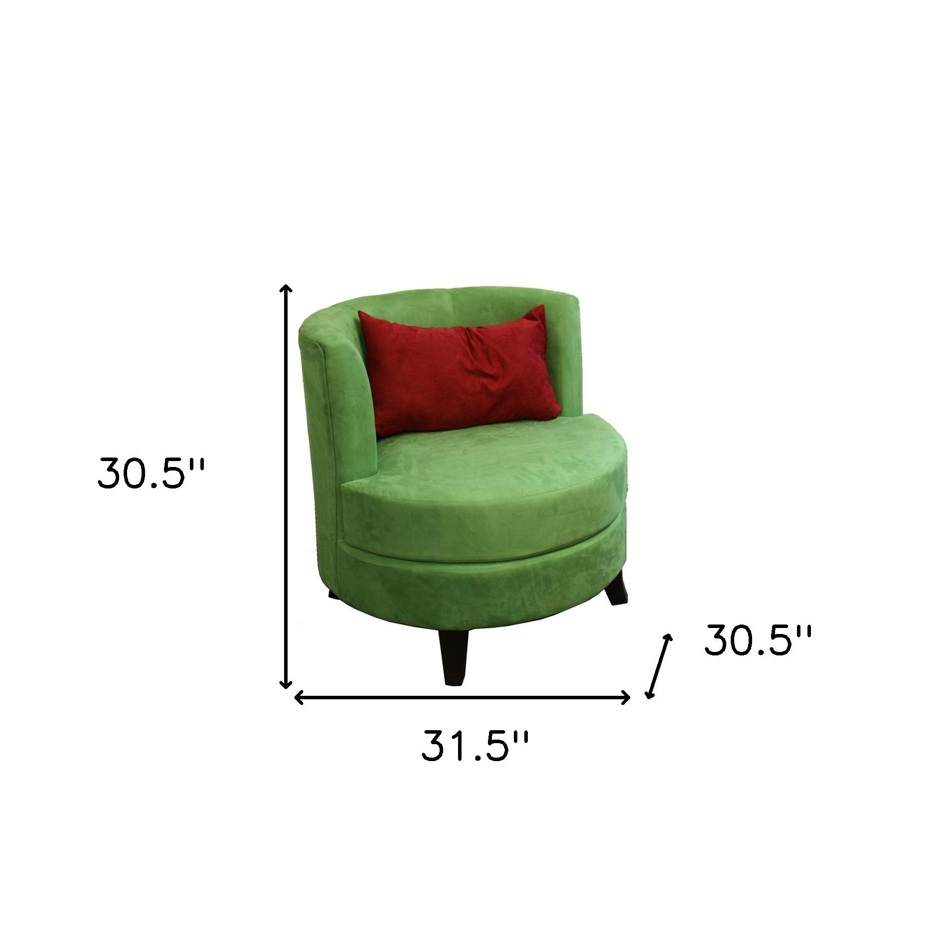 31" Green Microfiber Retro Round Accent Chair with Contrast Pillow