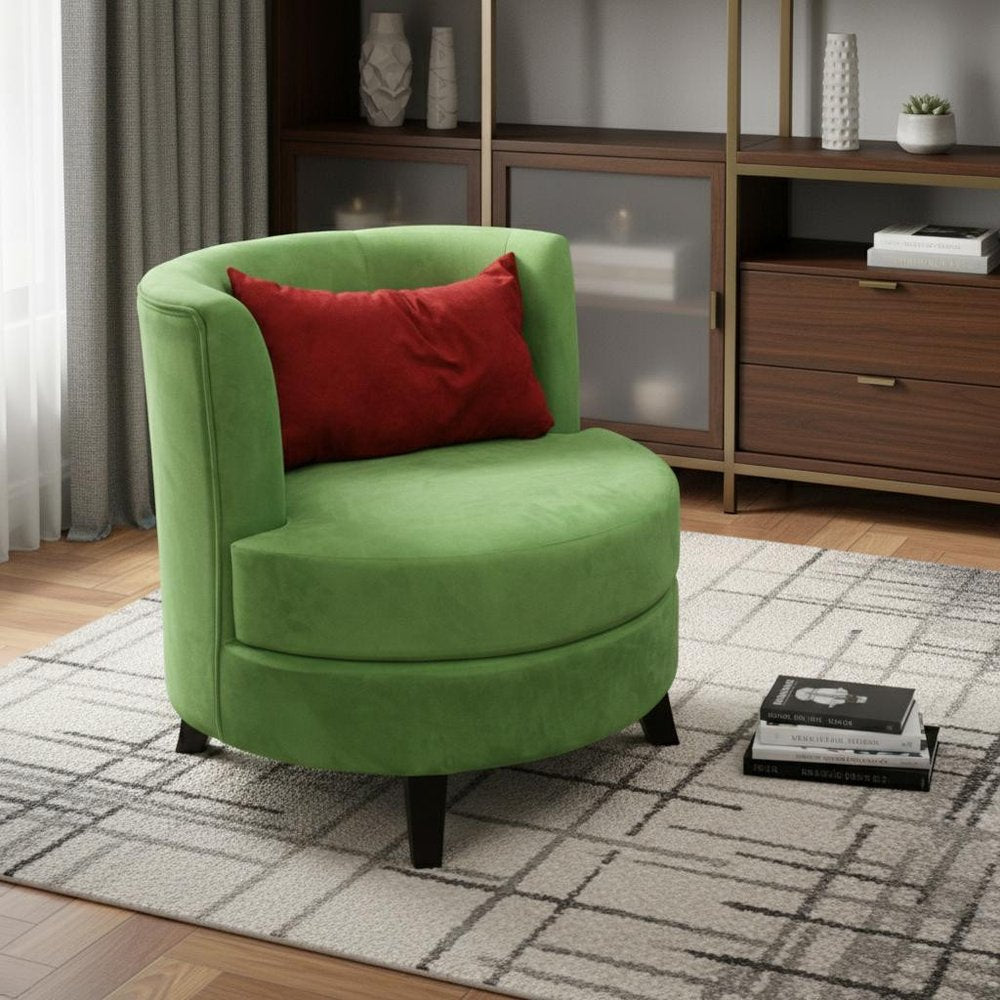 32" Green and Black Microfiber Side Chair And Toss Pillow