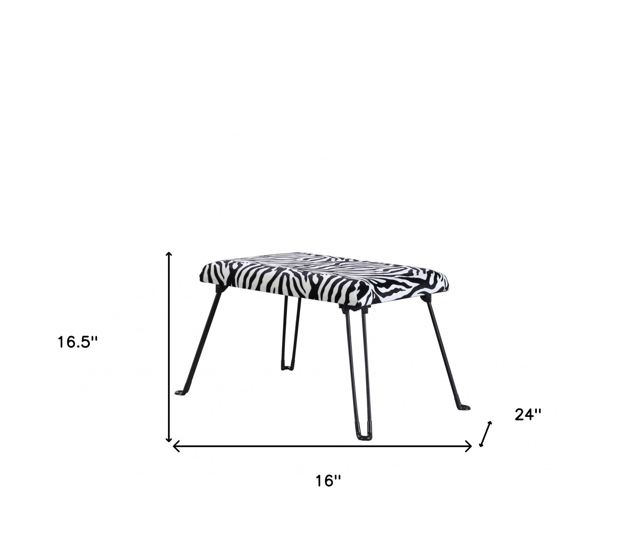 24" Faux Zebra Microfiber Folding Bench