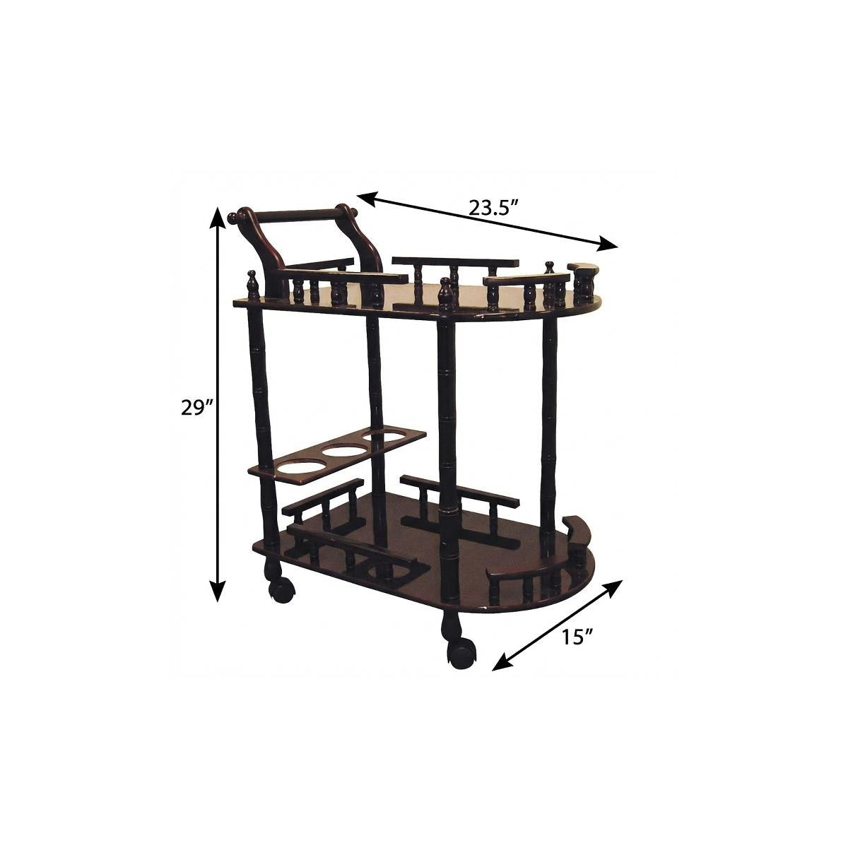 24" Dark Brown Rolling Bar Cart