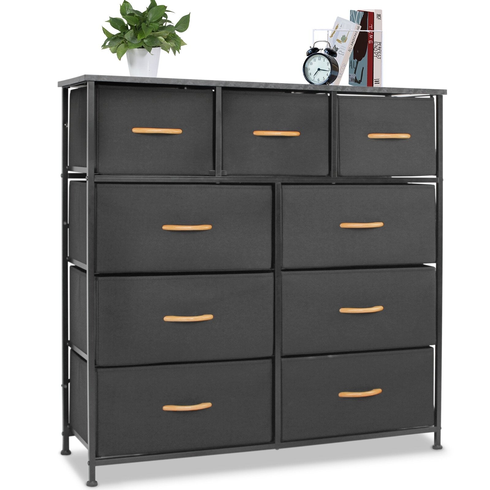 39" Black Square Accent Cabinet With Nine Drawers