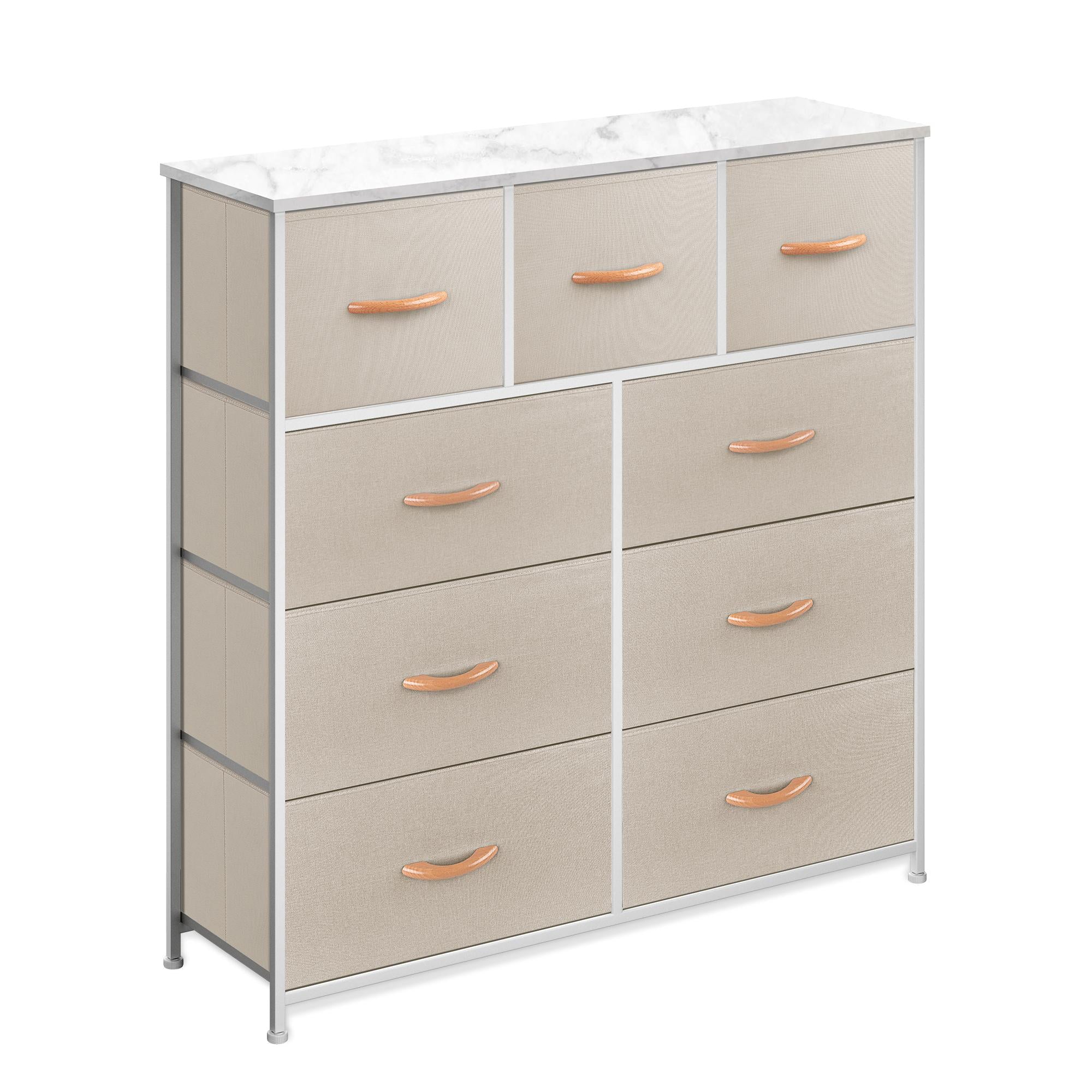 39" White Square Accent Chest With Nine Drawers