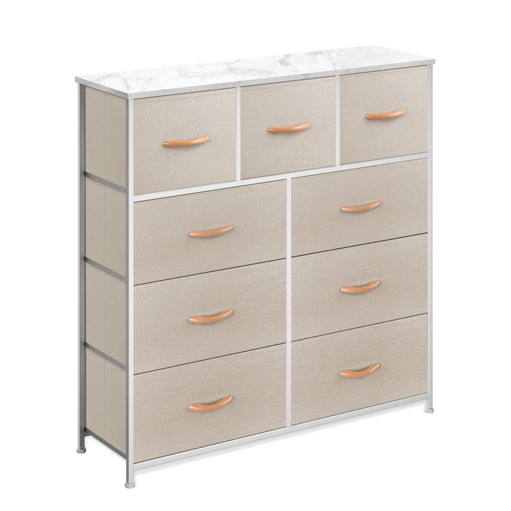 39" White Square Accent Chest With Nine Drawers