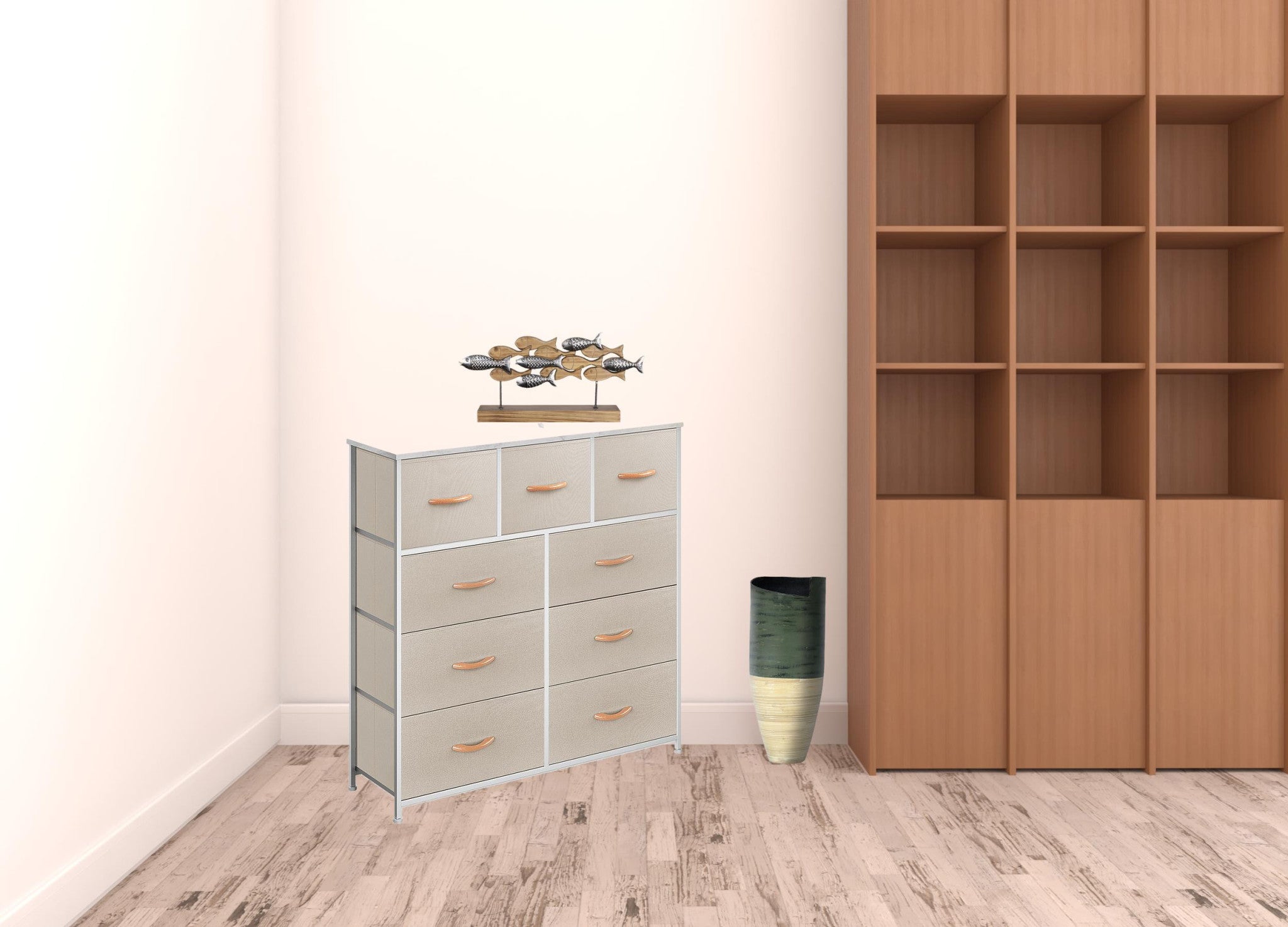 39" White Square Accent Chest With Nine Drawers