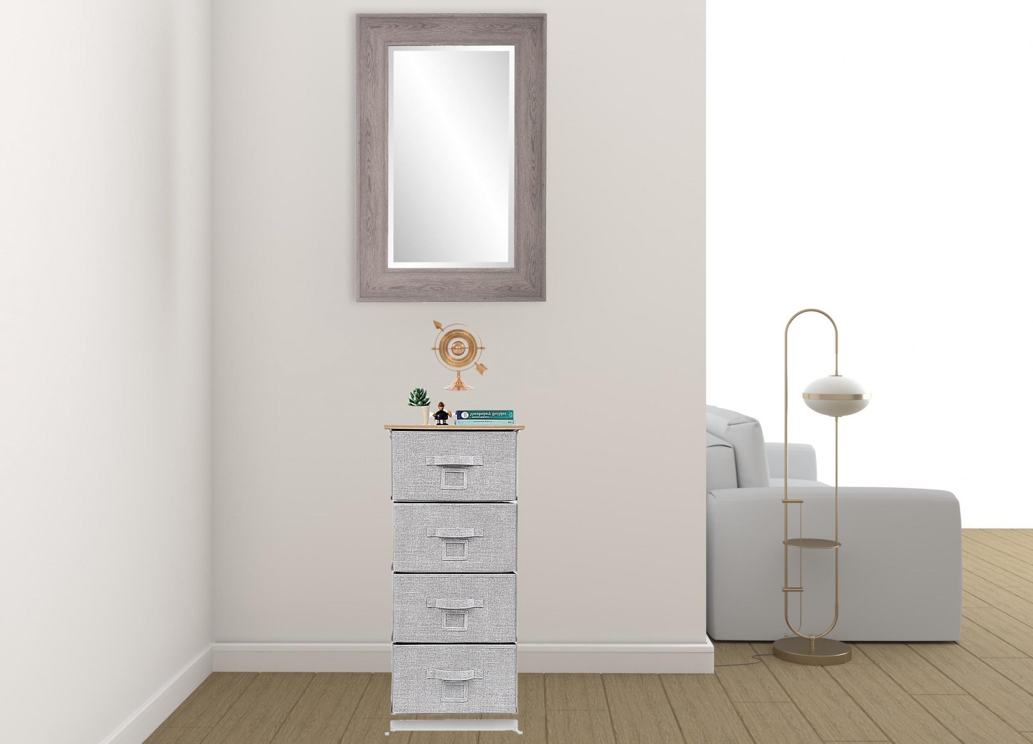 18" Brown and White Accent Cabinet With Four Drawers