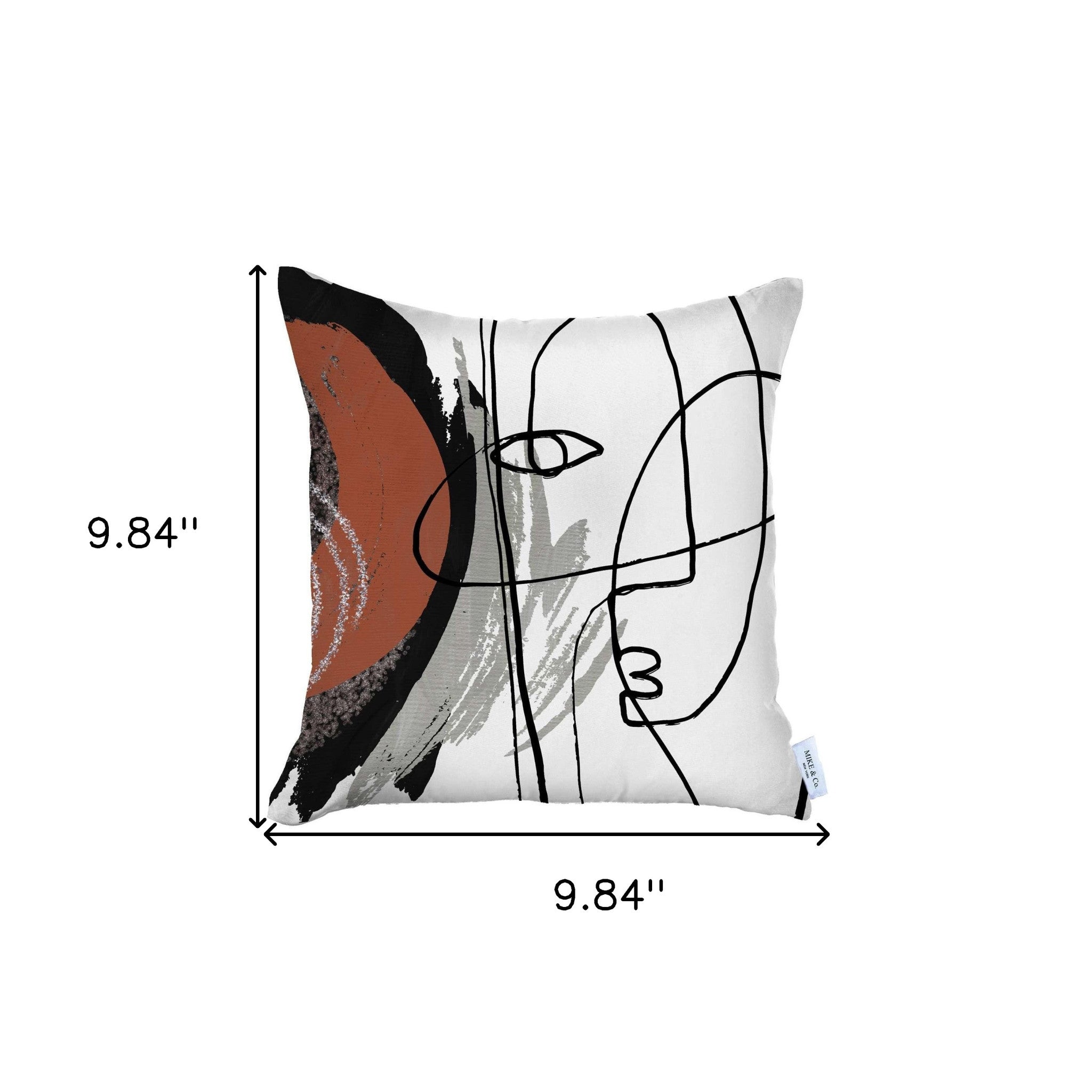 18" X 18" Black And Red Abstract Zippered Handmade Polyester Throw Pillow Cover