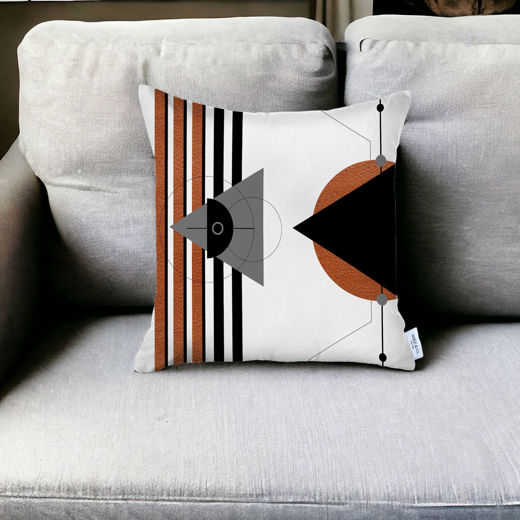 18" Black and Orange Abstract Throw Pillow Cover