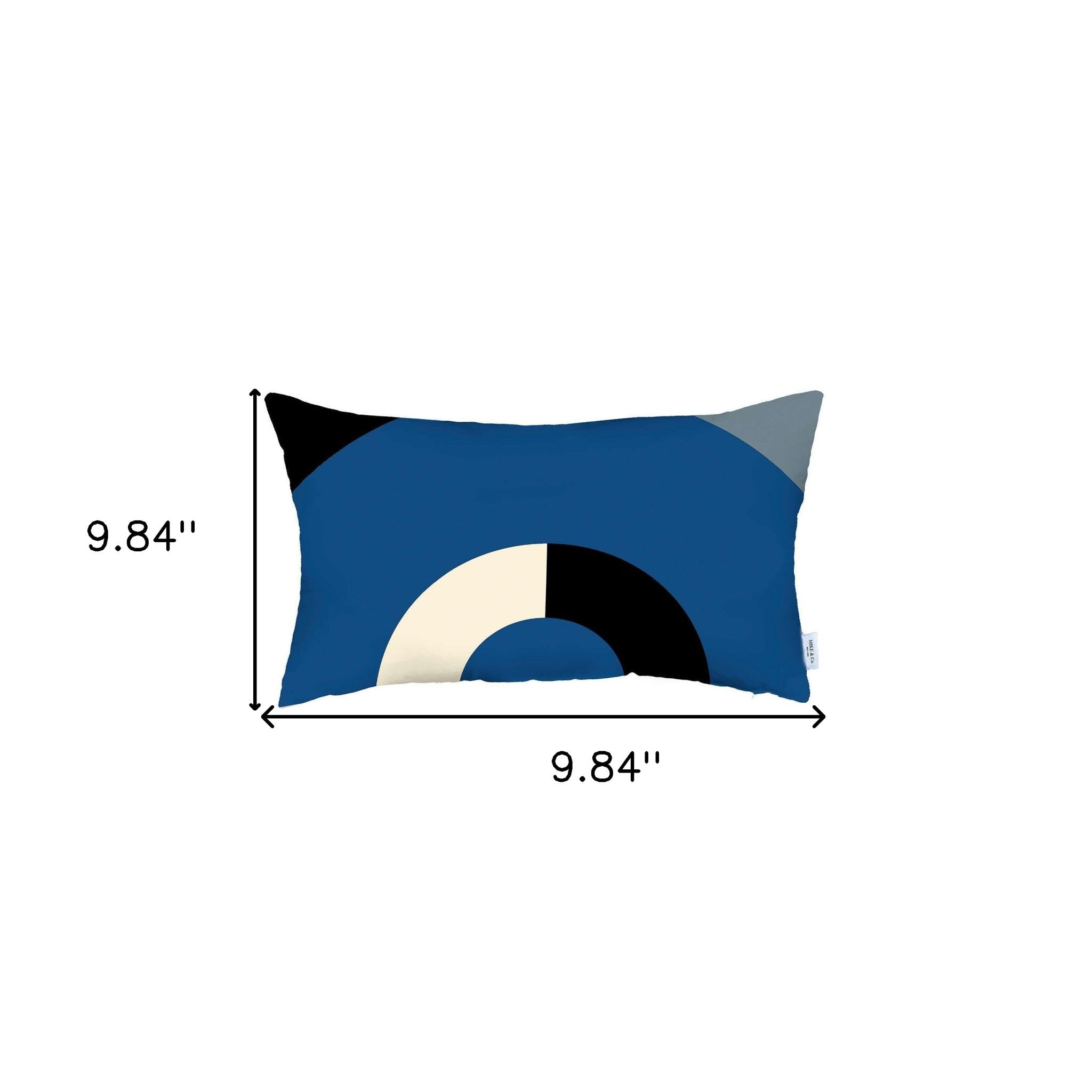 12" X 20" Black And Blue Abstract Zippered Handmade Polyester Lumbar Pillow Cover