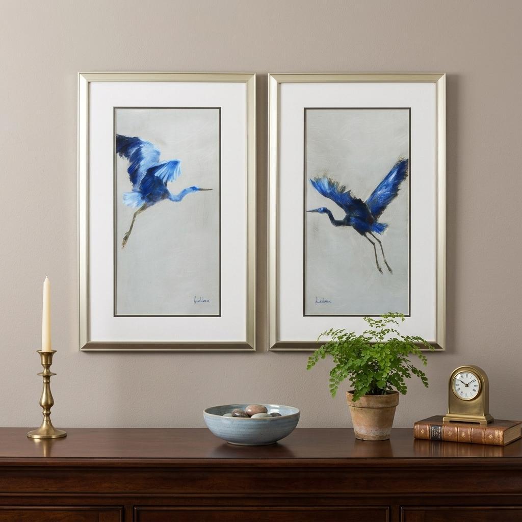 Set of Two Blue Heron Framed Art