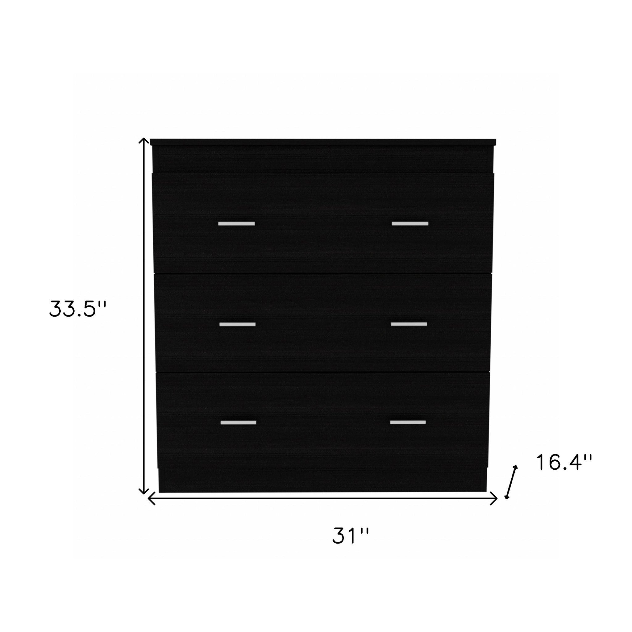 31" Black Three Drawer Dresser