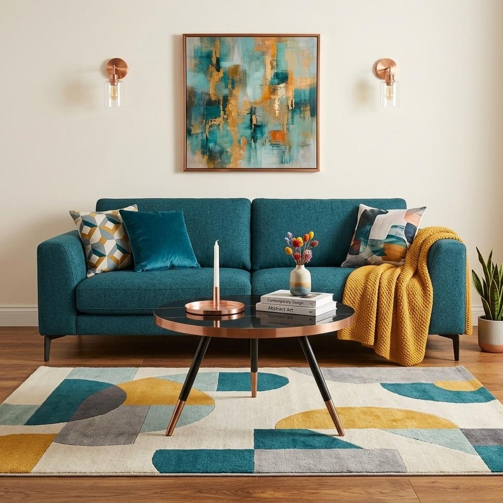 20" Black and Gold Faux Marble And Metal Round Coffee Table