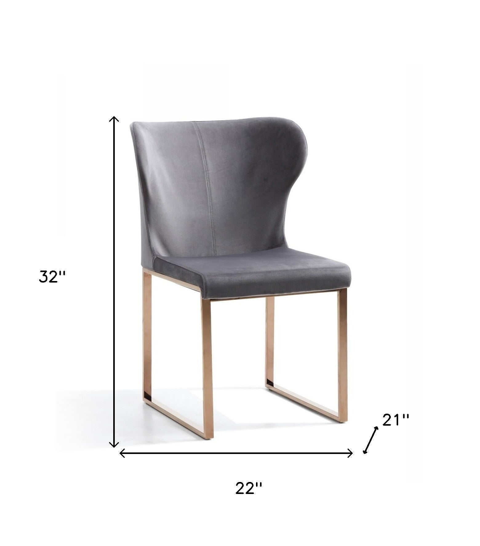 Gray and Gold Upholstered Fabric Wing Back Dining Side Chair