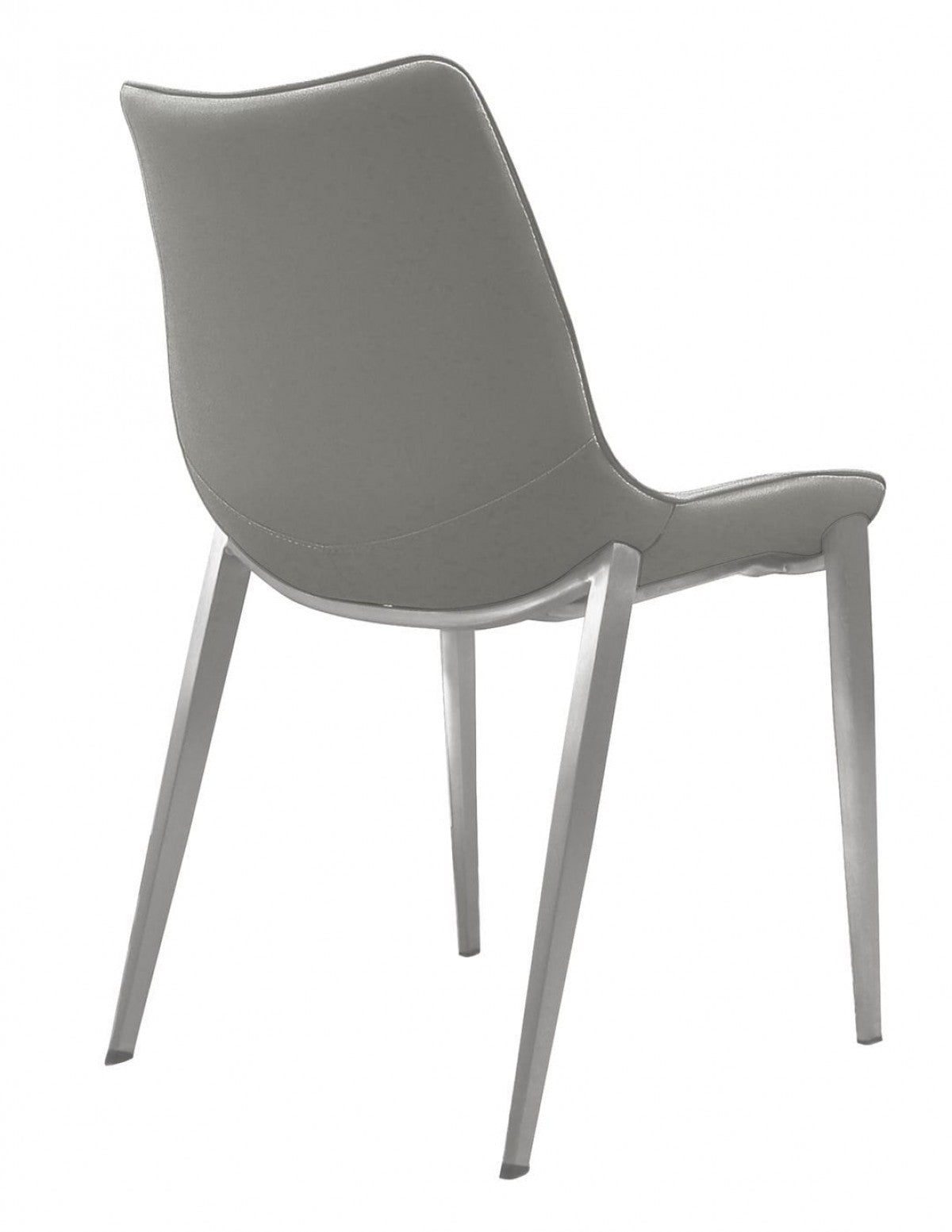 Set of Two Gray Faux Leather Modern Dining Chairs
