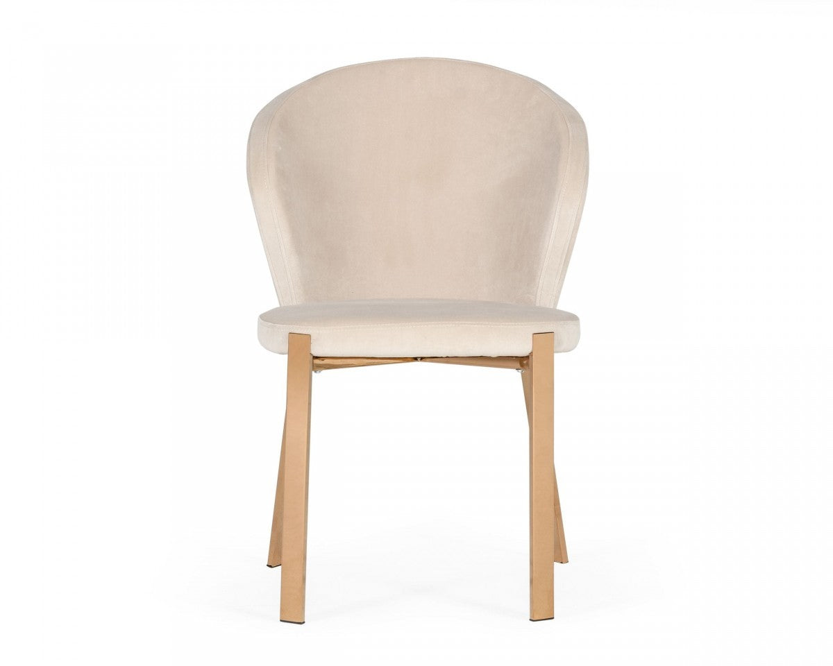 Beige Velvet Rosegold Dining Chair