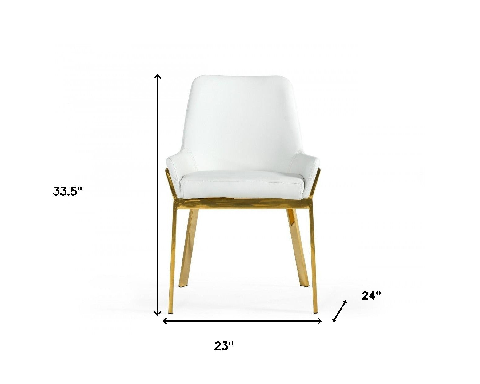 White and Gold Upholstered Faux Leather Dining Arm Chair