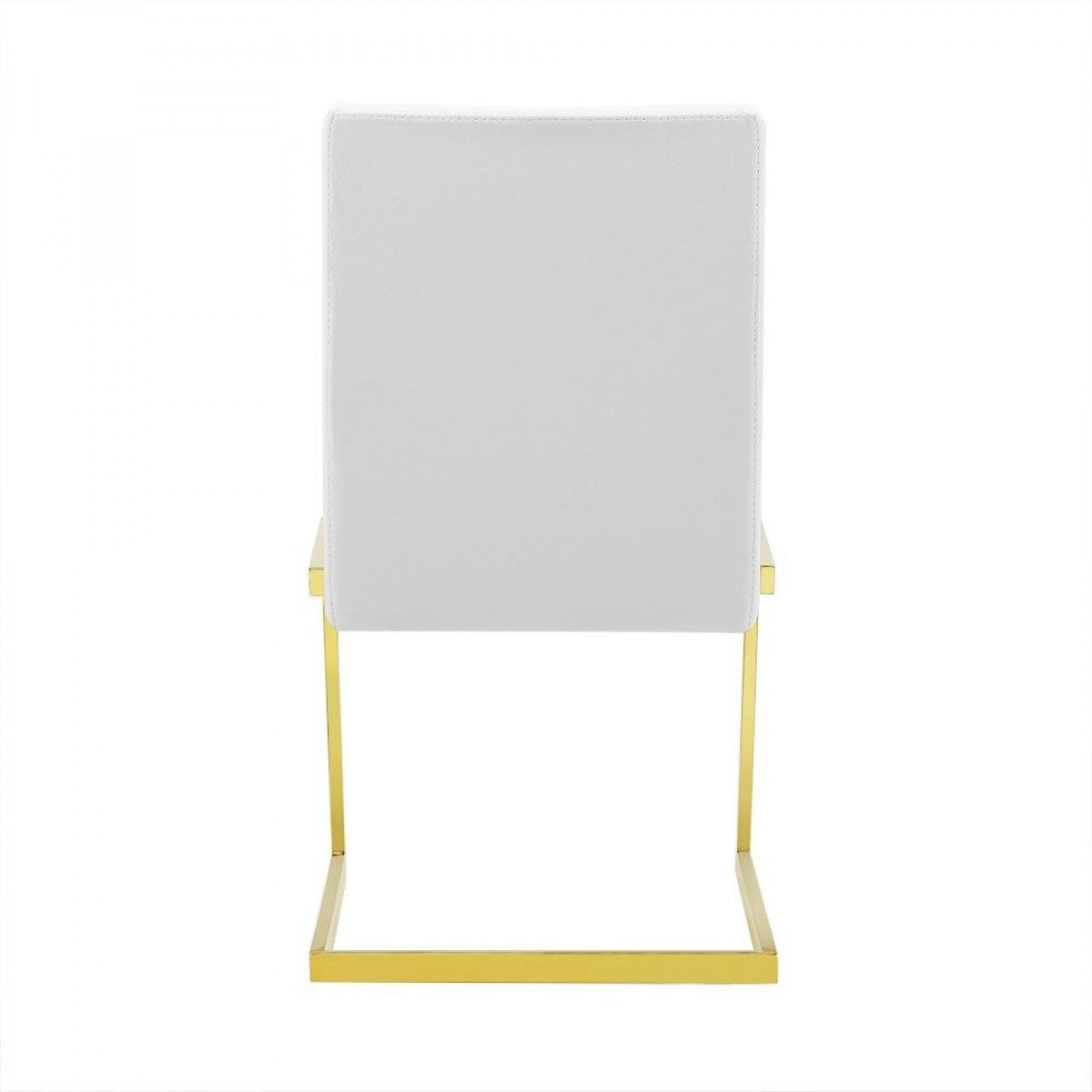 Set of Two White and Gold Upholstered Faux Leather Dining Side Chairs