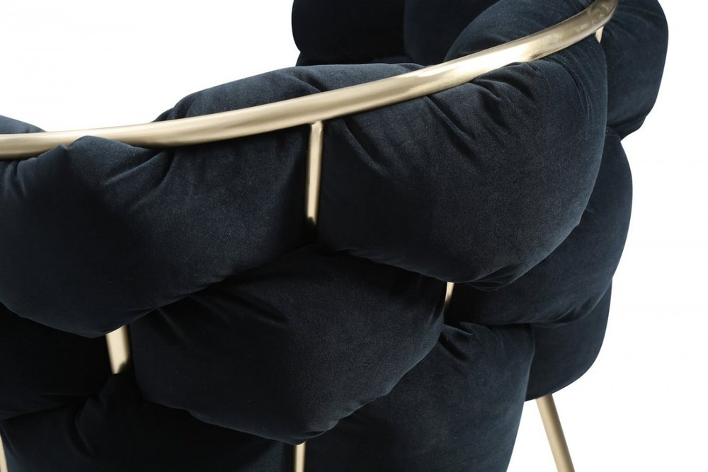 Black and Brass Upholstered Fabric Dining Arm Chair