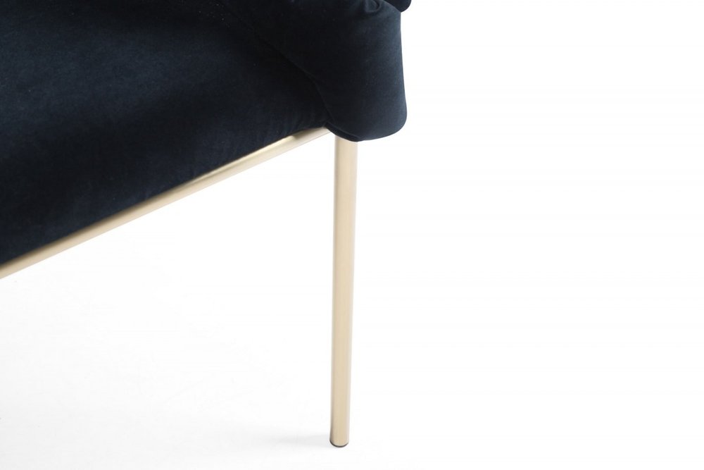 Black and Brass Upholstered Fabric Dining Arm Chair