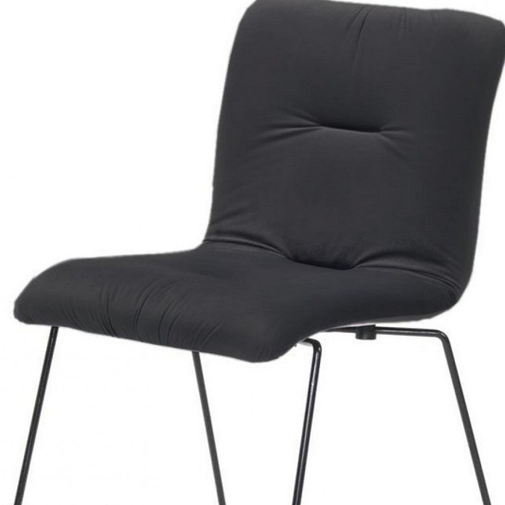 Set of Two Gray and Black Upholstered Fabric Dining Side Chairs