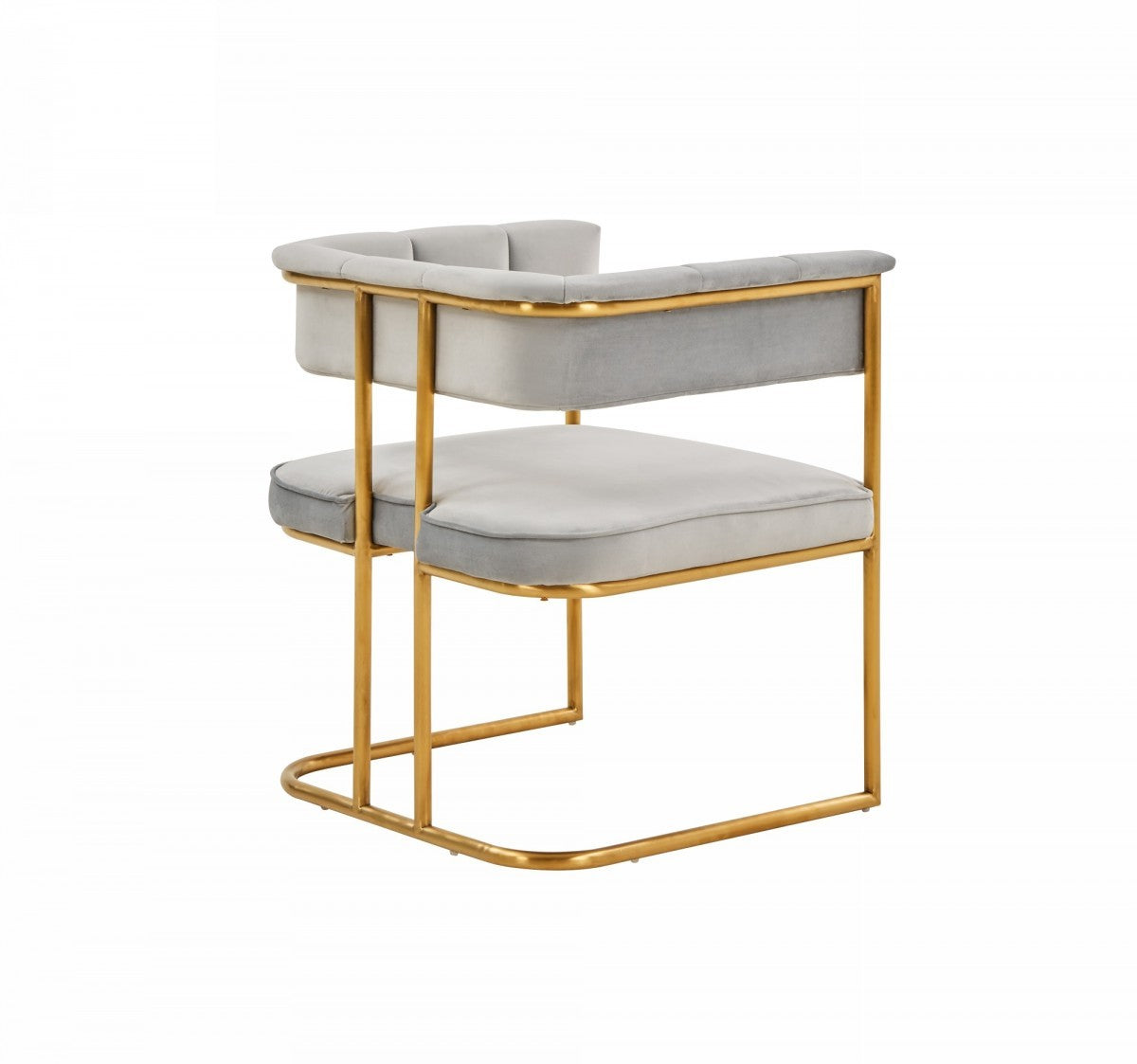 Gray and Gold Upholstered Fabric Dining Arm Chair