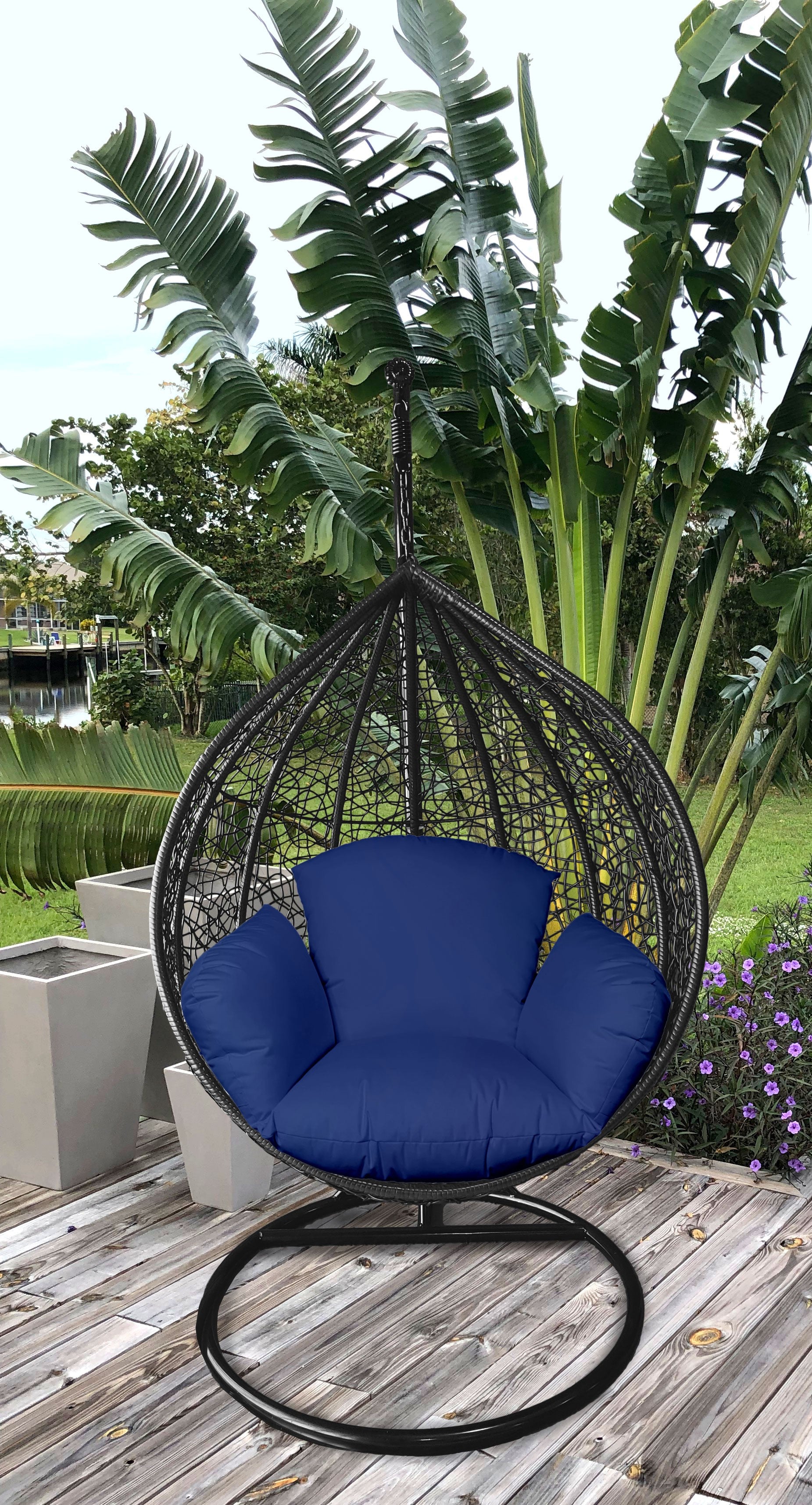 Primo Royal Blue Indoor Outdoor Replacement Cushion for Egg Chair