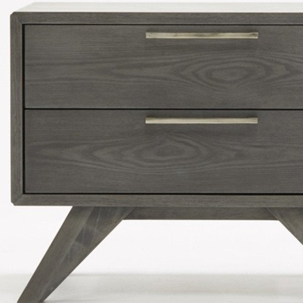 18" Solid Wood and Wood Two Drawer Nightstand