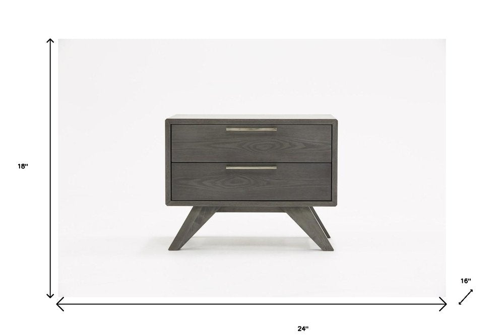 18" Solid Wood and Wood Two Drawer Nightstand