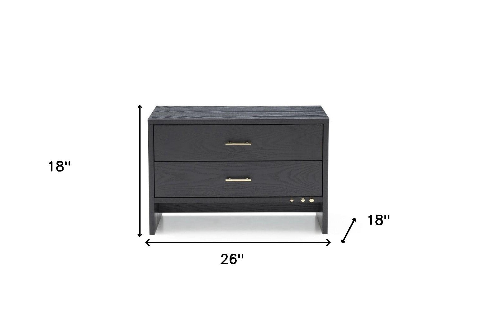 Modern Dark Gray Ash Nightstand with Two Drawers