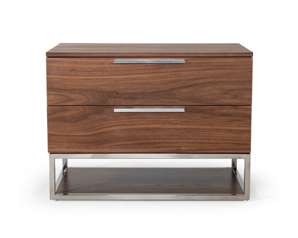 22" Wood Two Drawer Nightstand