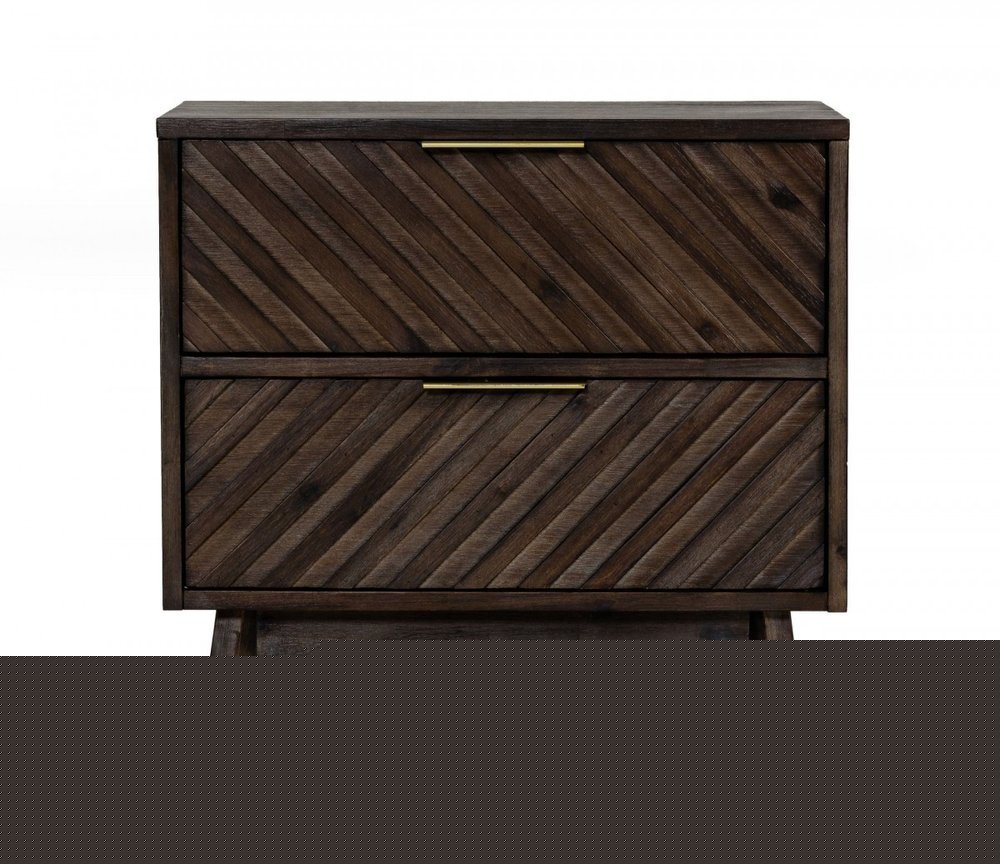 24" Solid Wood and Wood Two Drawer Nightstand