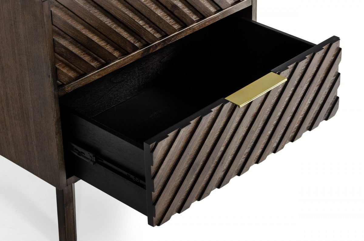 24" Solid Wood and Wood Two Drawer Nightstand
