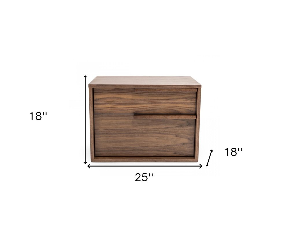 18" Wood Two Drawer Nightstand