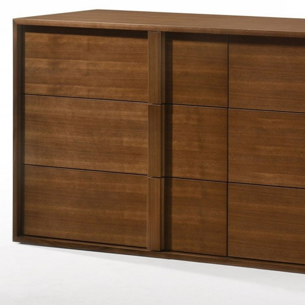 65" Walnut Solid Wood Six Drawer Double Dresser