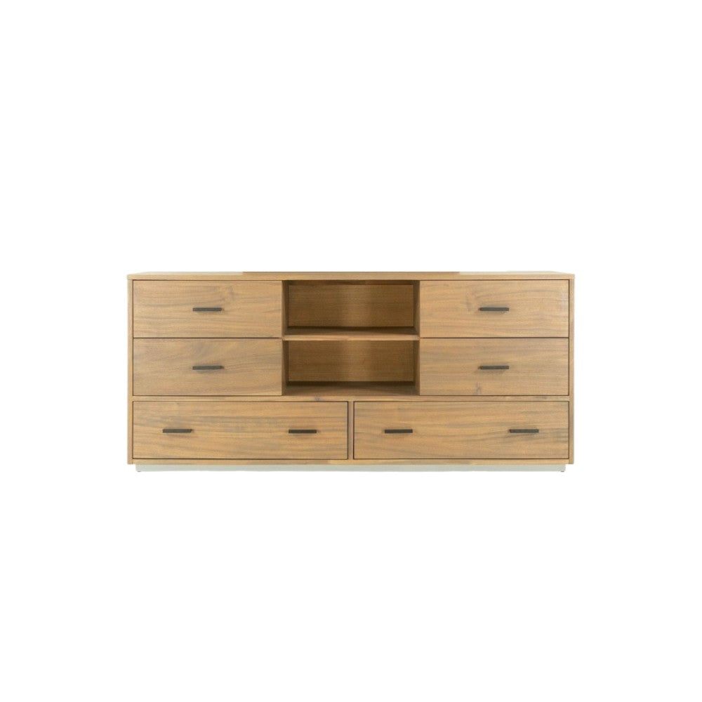 63" Walnut Six Drawer Combo Dresser