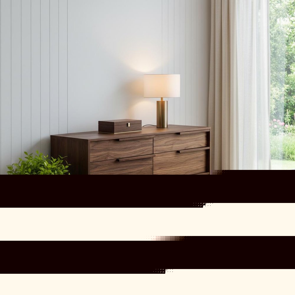 60" Walnut Manufactured Wood Six Drawer Double Dresser