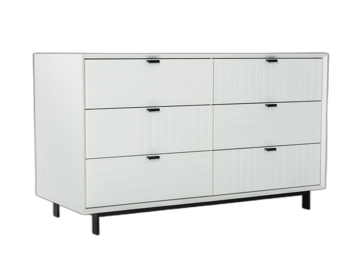 51" White Manufactured Wood Six Drawer Double Dresser