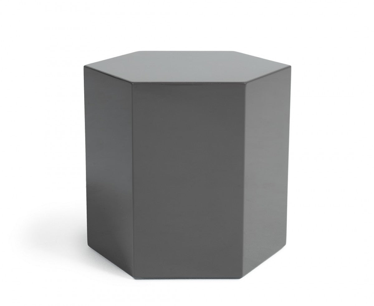 Modern Light Grey High Gloss Hexagonal End Table