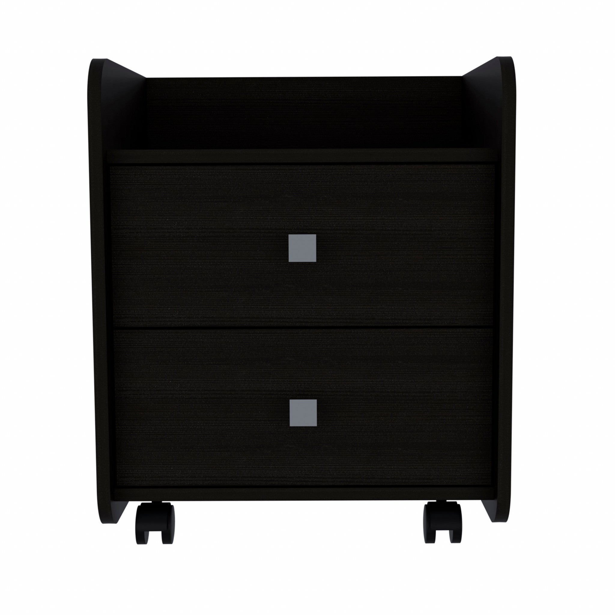 Black Nightstand with Two Drawers