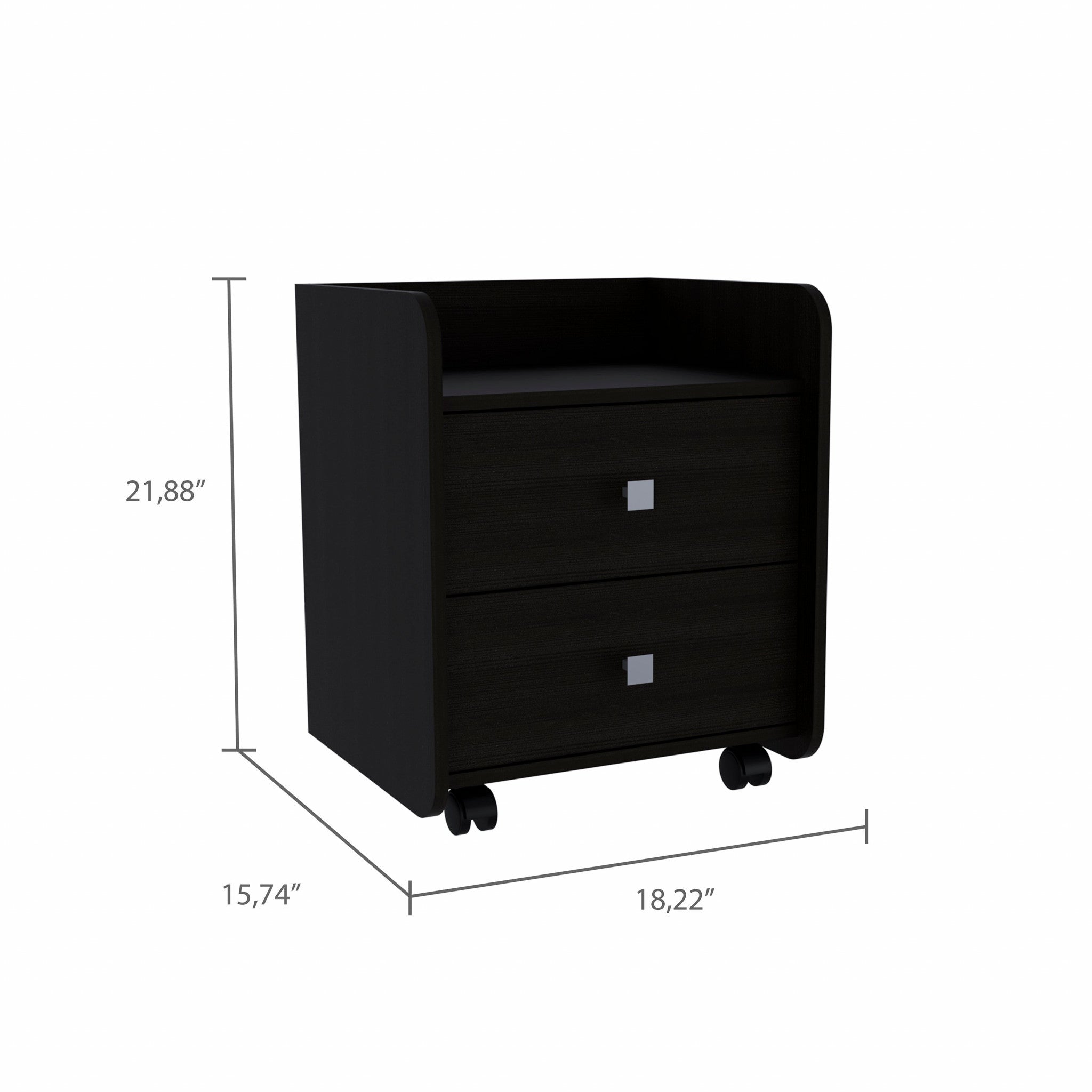 Black Nightstand with Two Drawers
