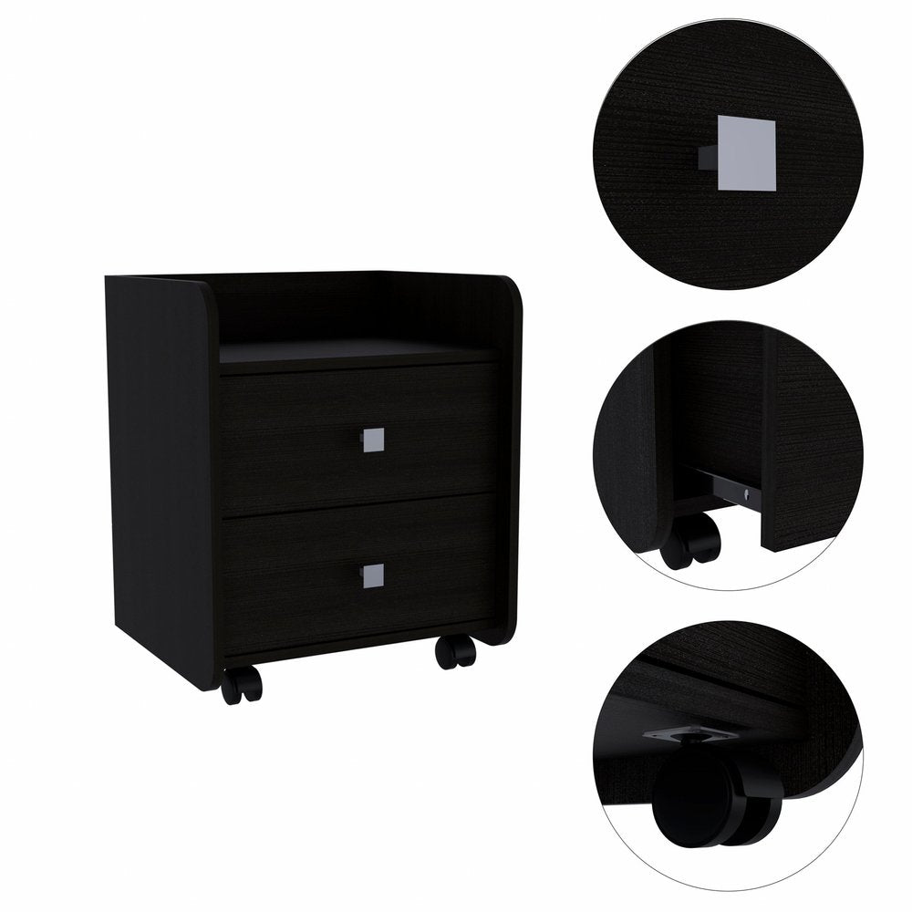 22" Wood Two Drawer Nightstand