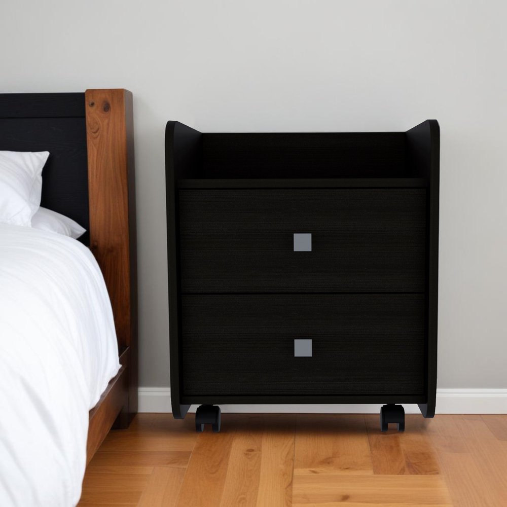 22" Wood Two Drawer Nightstand