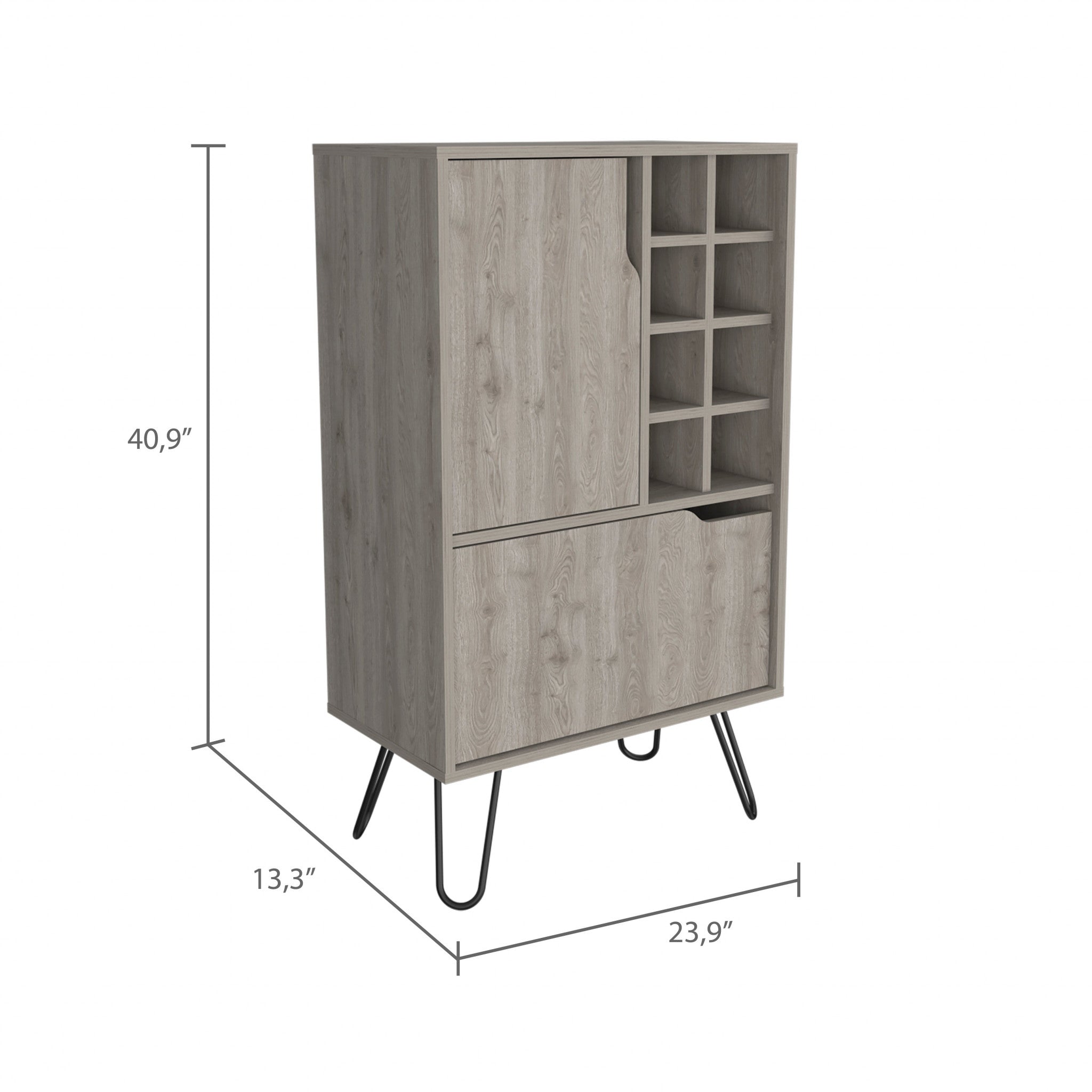 Light Gray Bar Cabinet with Two Door Panels