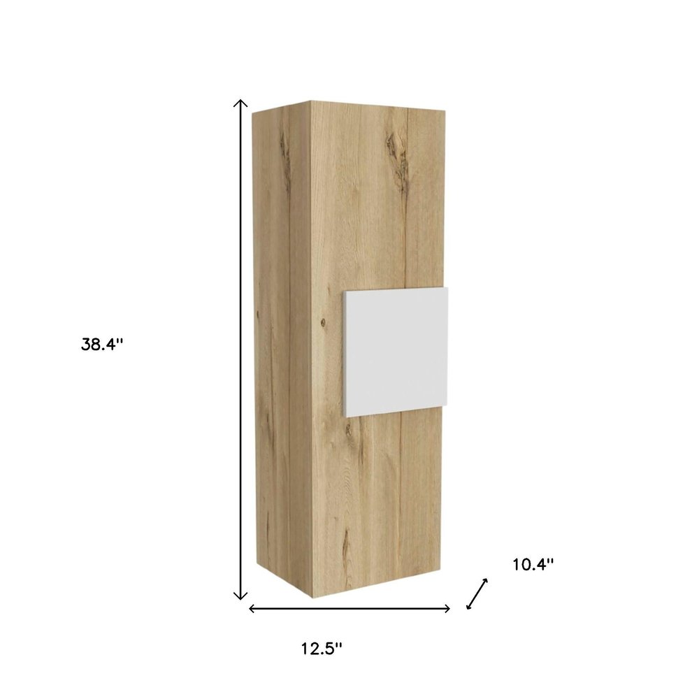 Light Oak and White Multi Purpose Vertical Hanging Cabinet