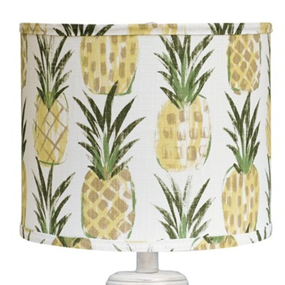 Distressed Whitewash Pineapple Shade Table Lamp