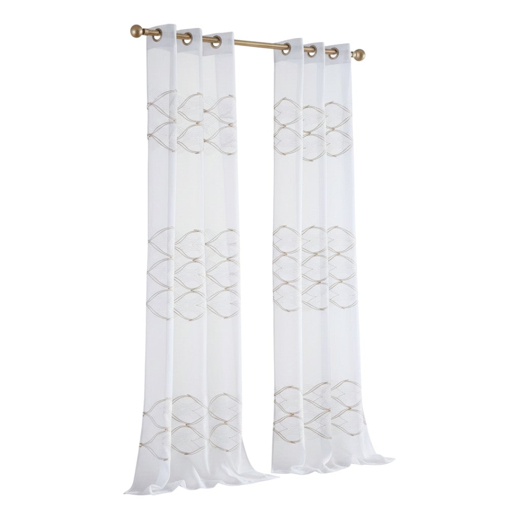 Set of Two 84"  Gold Wave Embroidered Window Panels