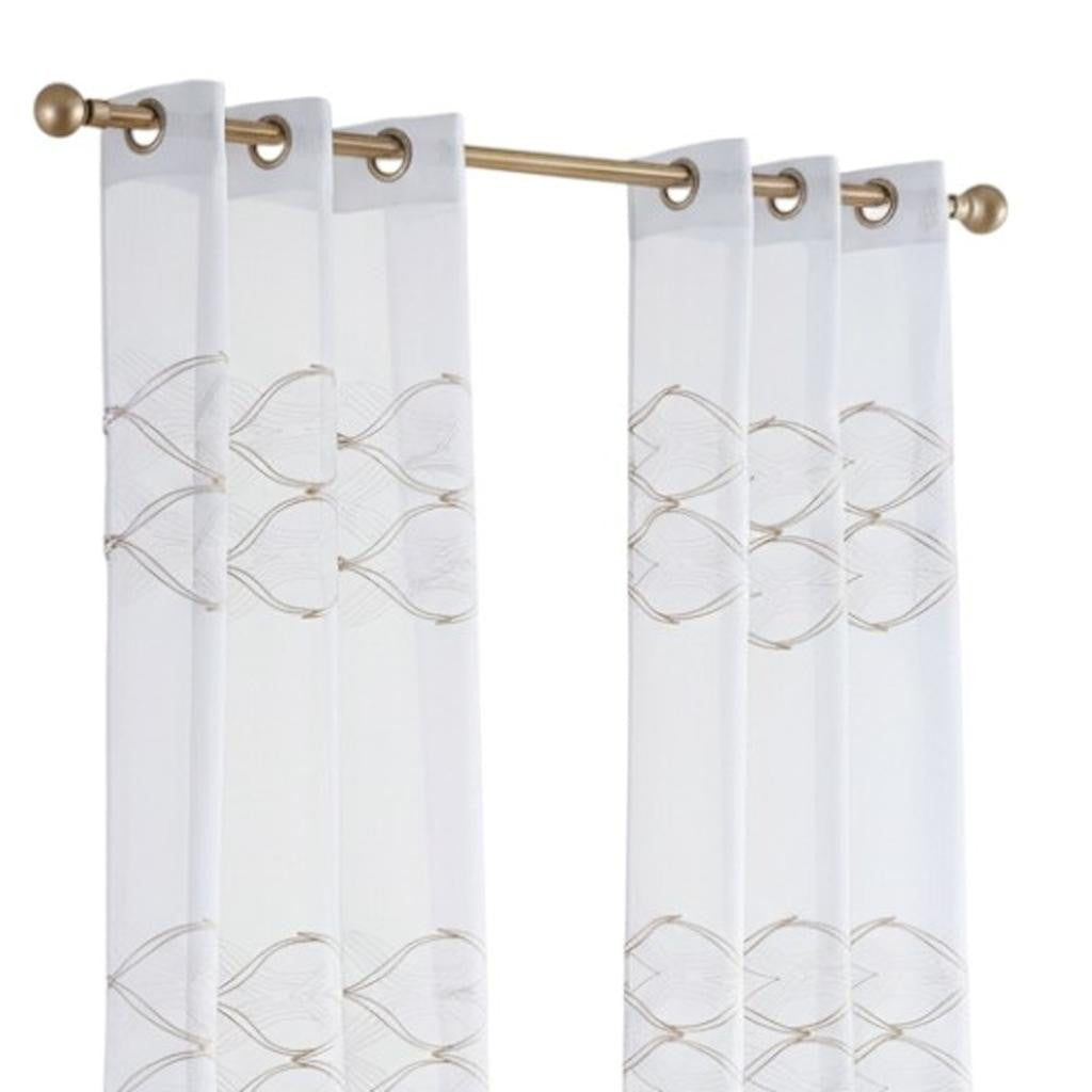 Set of Two 84"  Gold Wave Embroidered Window Panels